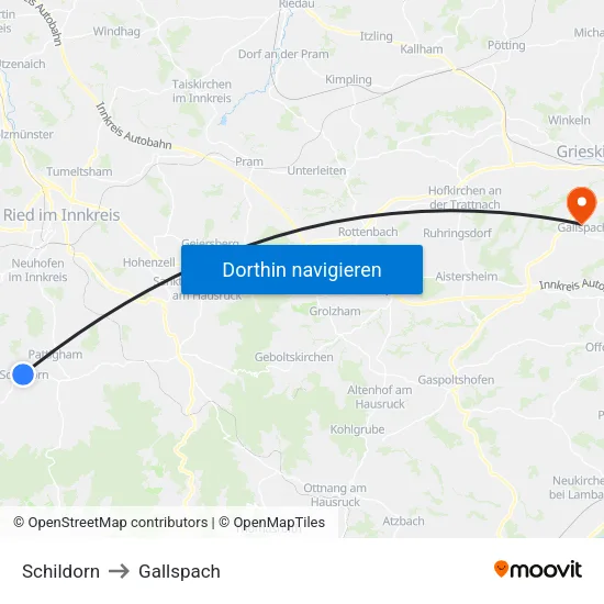 Schildorn to Gallspach map
