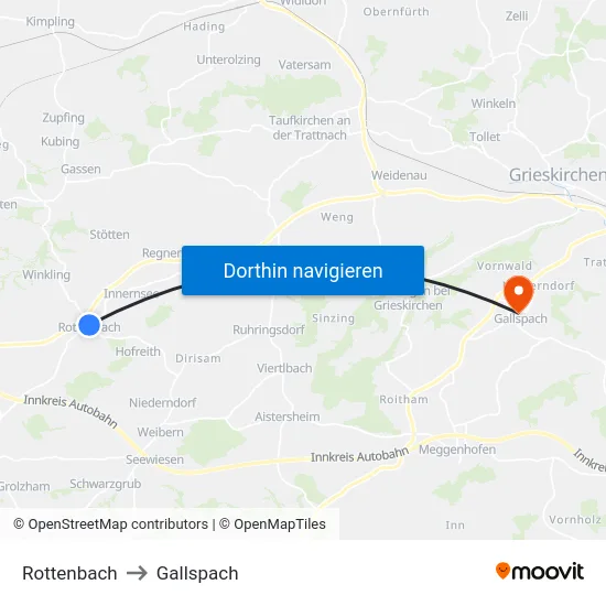Rottenbach to Gallspach map