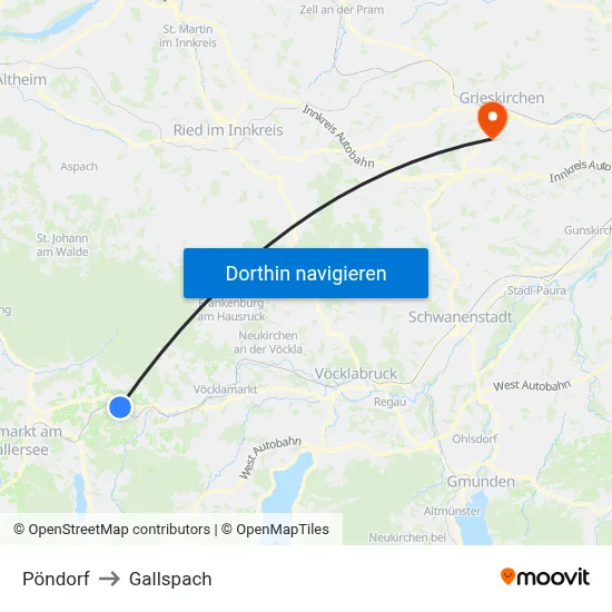 Pöndorf to Gallspach map