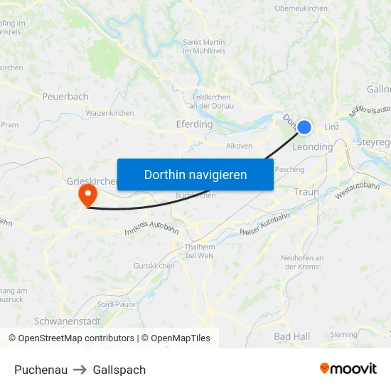 Puchenau to Gallspach map