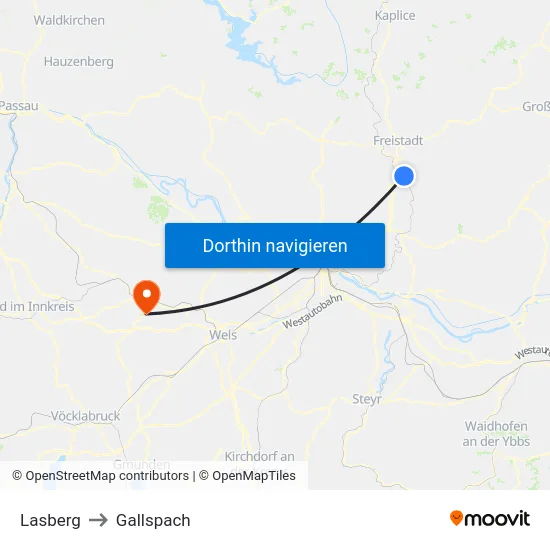 Lasberg to Gallspach map
