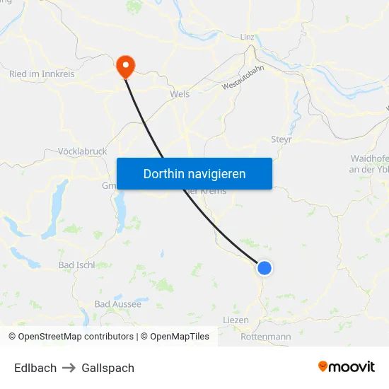 Edlbach to Gallspach map