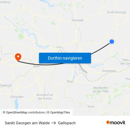 Sankt Georgen am Walde to Gallspach map