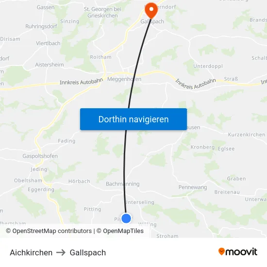 Aichkirchen to Gallspach map