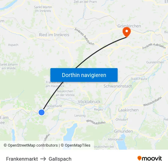 Frankenmarkt to Gallspach map