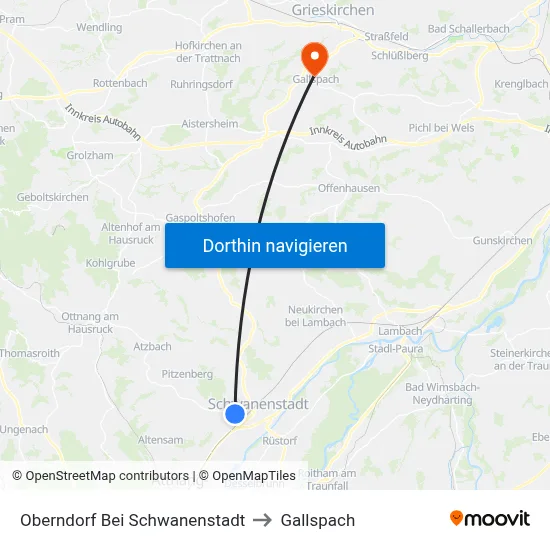 Oberndorf Bei Schwanenstadt to Gallspach map