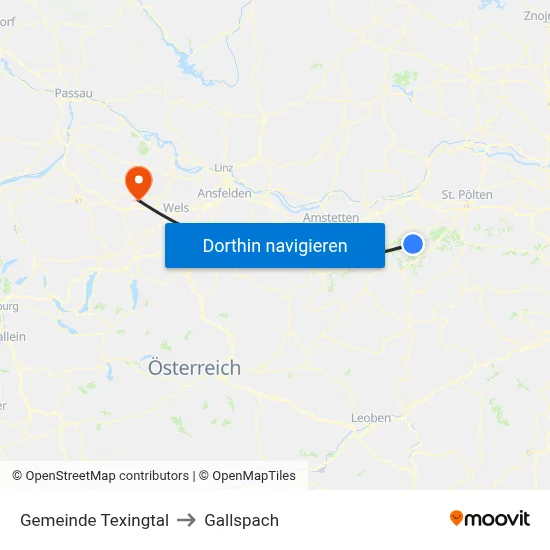 Gemeinde Texingtal to Gallspach map