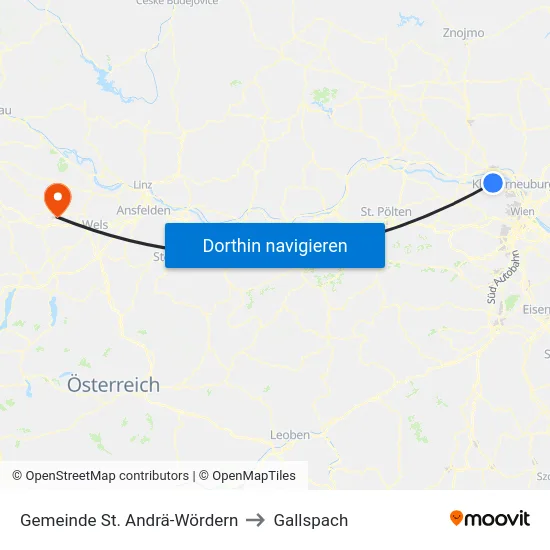 Gemeinde St. Andrä-Wördern to Gallspach map