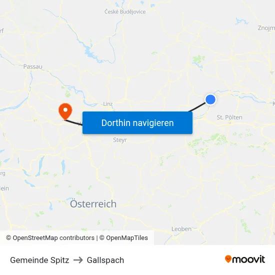 Gemeinde Spitz to Gallspach map