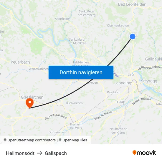 Hellmonsödt to Gallspach map