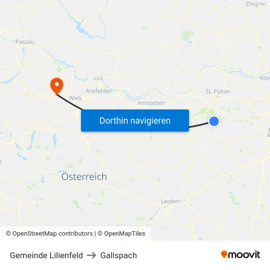 Gemeinde Lilienfeld to Gallspach map
