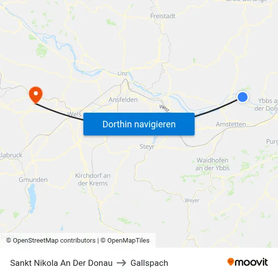 Sankt Nikola An Der Donau to Gallspach map