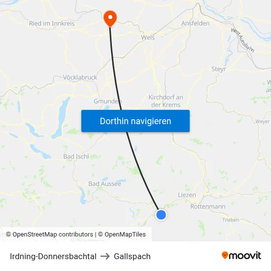 Irdning-Donnersbachtal to Gallspach map
