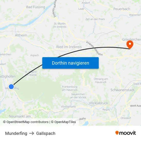 Munderfing to Gallspach map