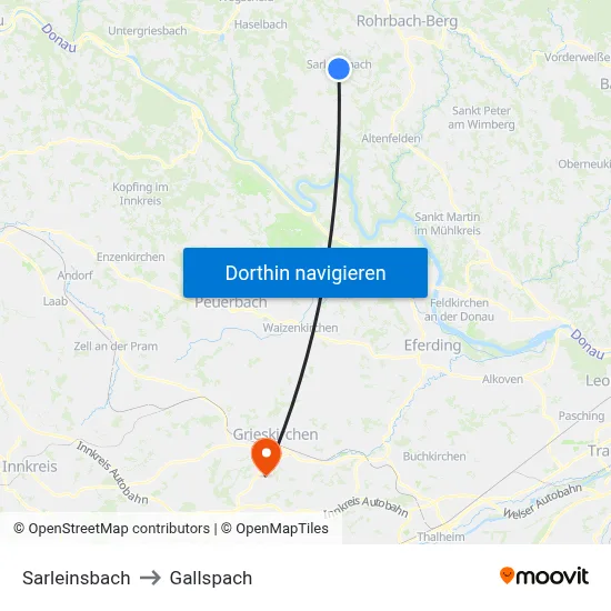 Sarleinsbach to Gallspach map