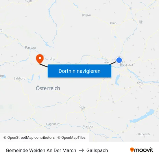 Gemeinde Weiden An Der March to Gallspach map