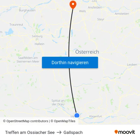 Treffen am Ossiacher See to Gallspach map