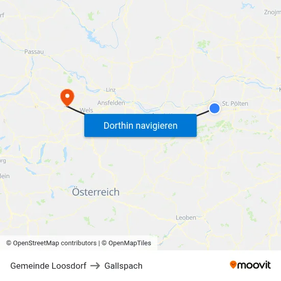 Gemeinde Loosdorf to Gallspach map