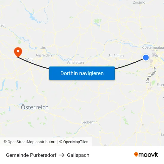 Gemeinde Purkersdorf to Gallspach map