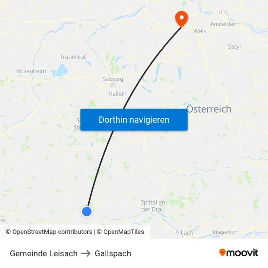 Gemeinde Leisach to Gallspach map