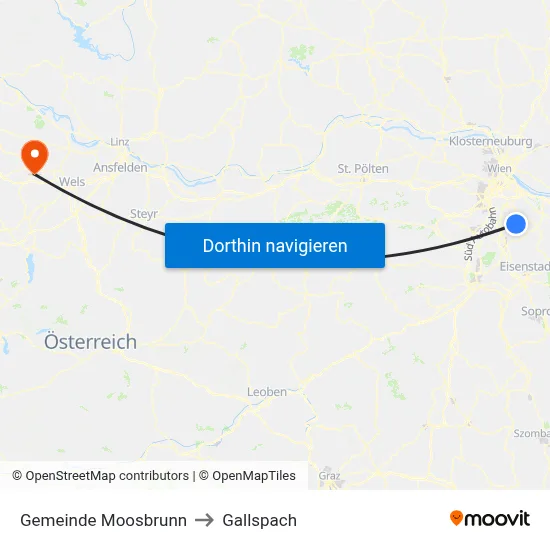 Gemeinde Moosbrunn to Gallspach map
