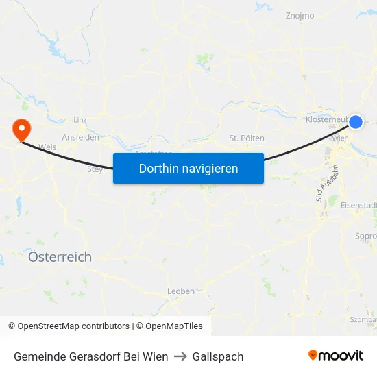 Gemeinde Gerasdorf Bei Wien to Gallspach map