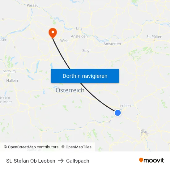 St. Stefan Ob Leoben to Gallspach map