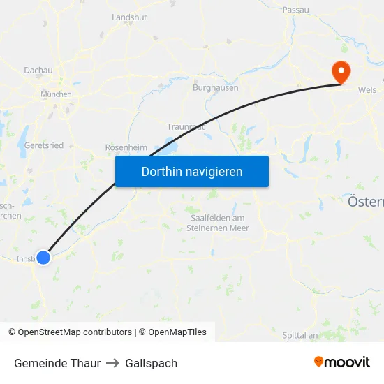 Gemeinde Thaur to Gallspach map