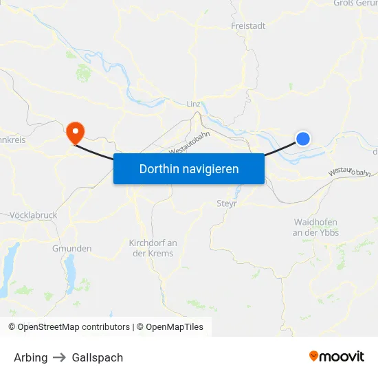 Arbing to Gallspach map