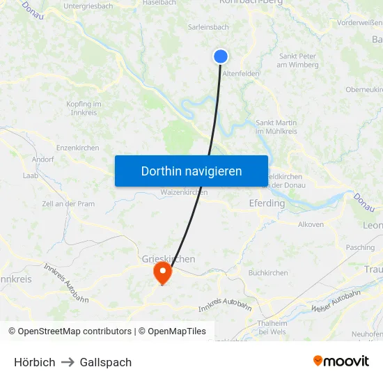 Hörbich to Gallspach map