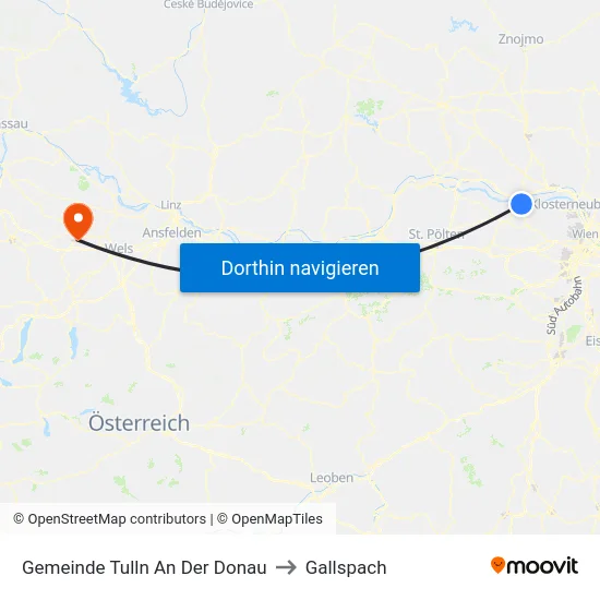Gemeinde Tulln An Der Donau to Gallspach map