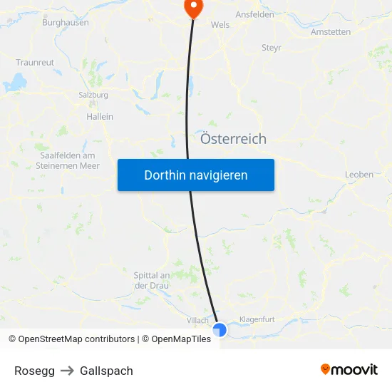 Rosegg to Gallspach map