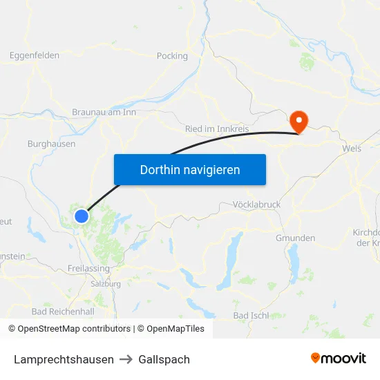 Lamprechtshausen to Gallspach map