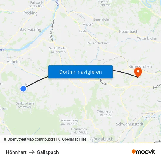 Höhnhart to Gallspach map