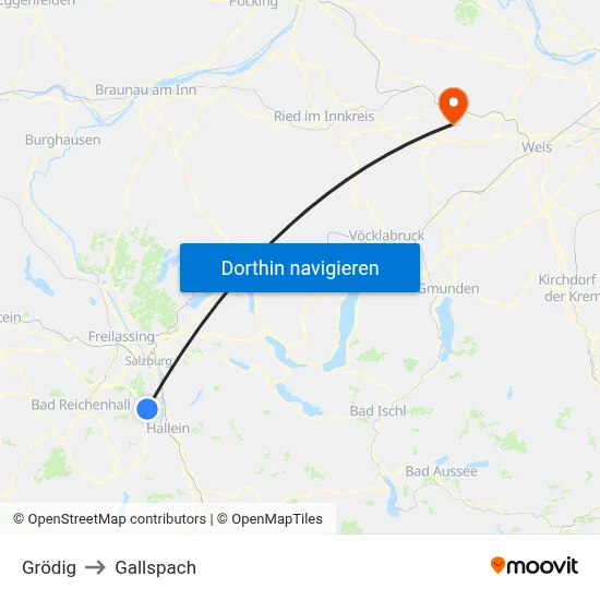 Grödig to Gallspach map