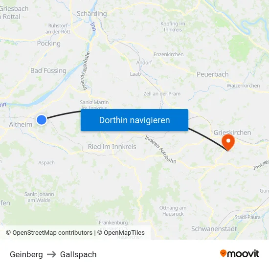 Geinberg to Gallspach map