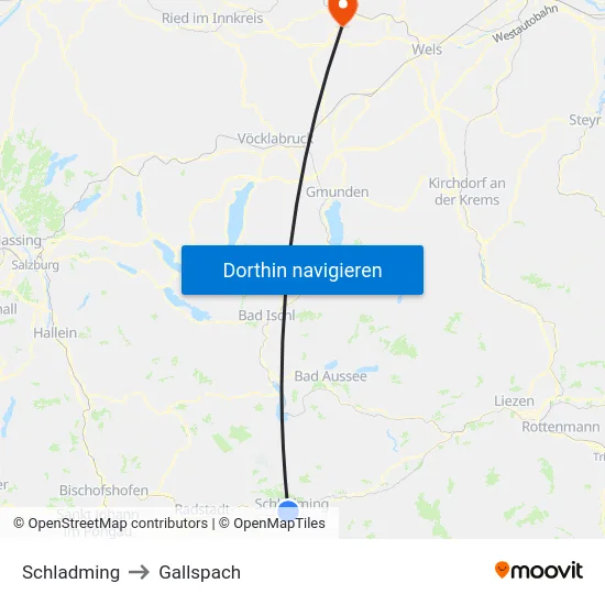 Schladming to Gallspach map
