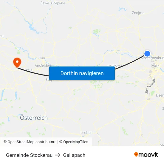 Gemeinde Stockerau to Gallspach map
