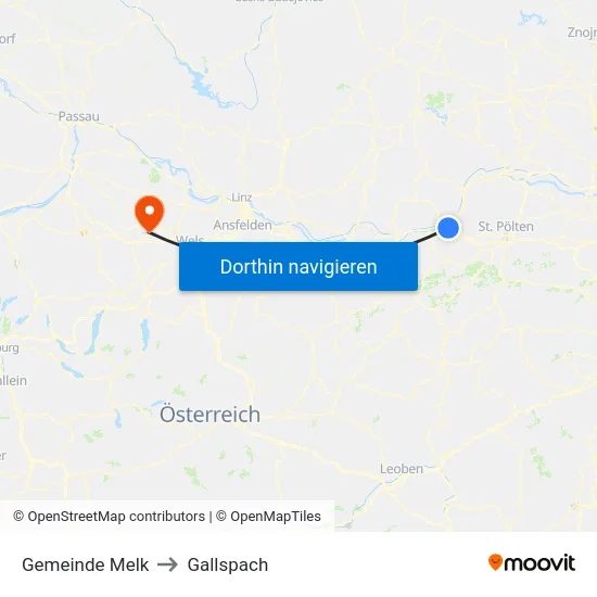 Gemeinde Melk to Gallspach map
