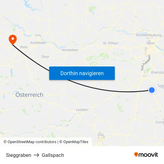 Sieggraben to Gallspach map