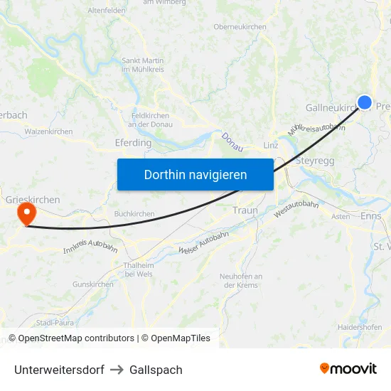 Unterweitersdorf to Gallspach map