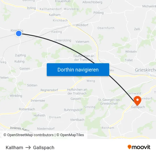Kallham to Gallspach map