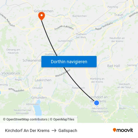 Kirchdorf An Der Krems to Gallspach map