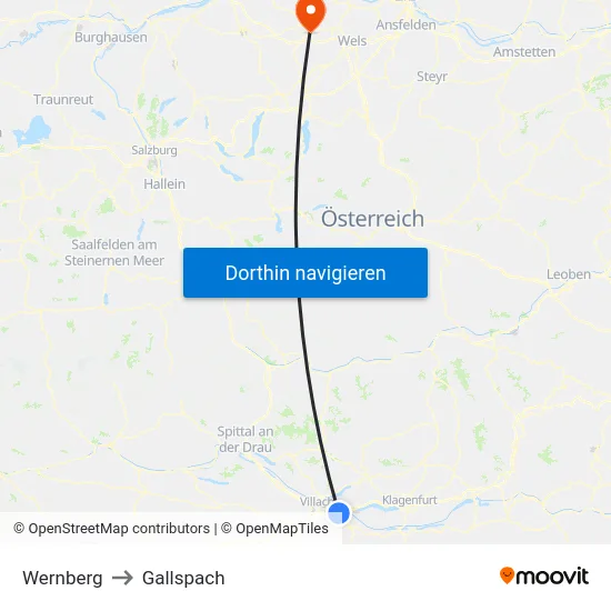 Wernberg to Gallspach map