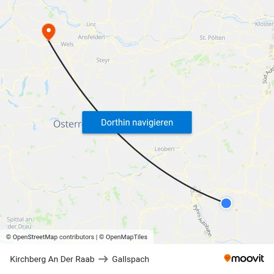 Kirchberg An Der Raab to Gallspach map