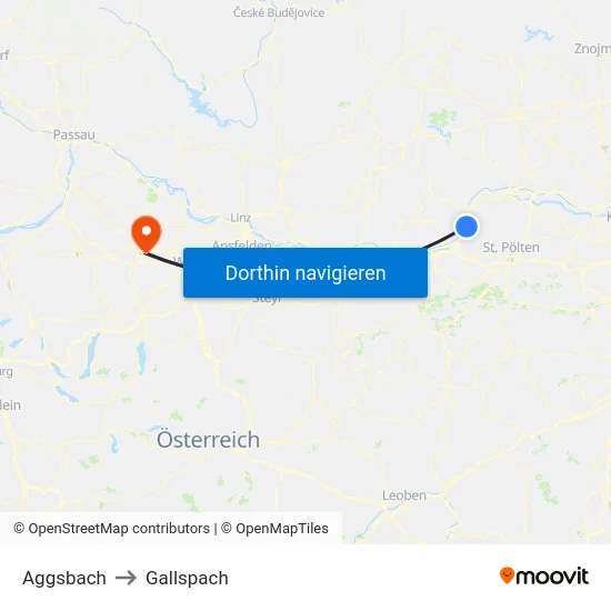 Aggsbach to Gallspach map