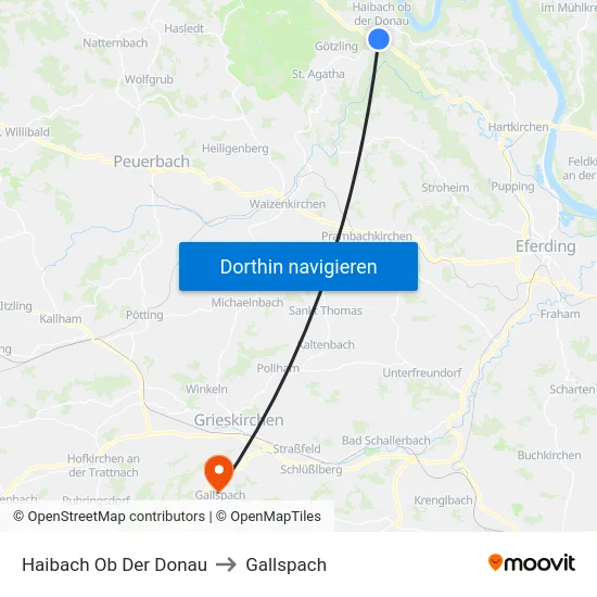 Haibach Ob Der Donau to Gallspach map