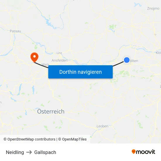 Neidling to Gallspach map