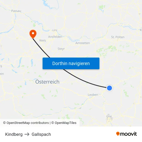 Kindberg to Gallspach map