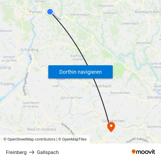 Freinberg to Gallspach map
